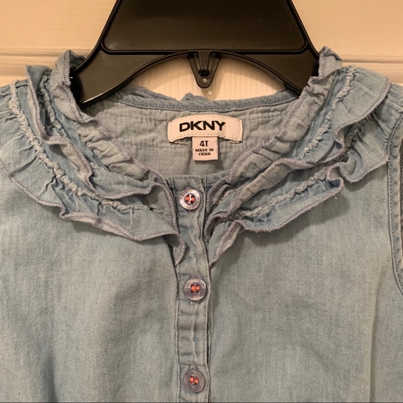 🛍 DKNY Toddler Chambray Peplum Top - Size 4T - Picture 3 of 7